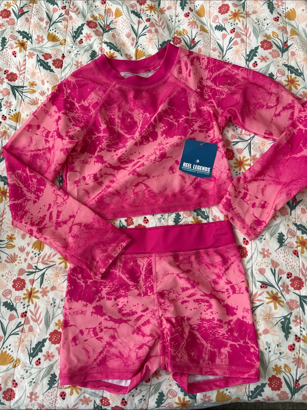 Reel Legends Pink & Hot Pink Tie-Dye Kids Rashguard Set